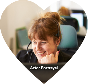 Actor portrayal of smiling woman, an Acadia Connect Care Coordinator